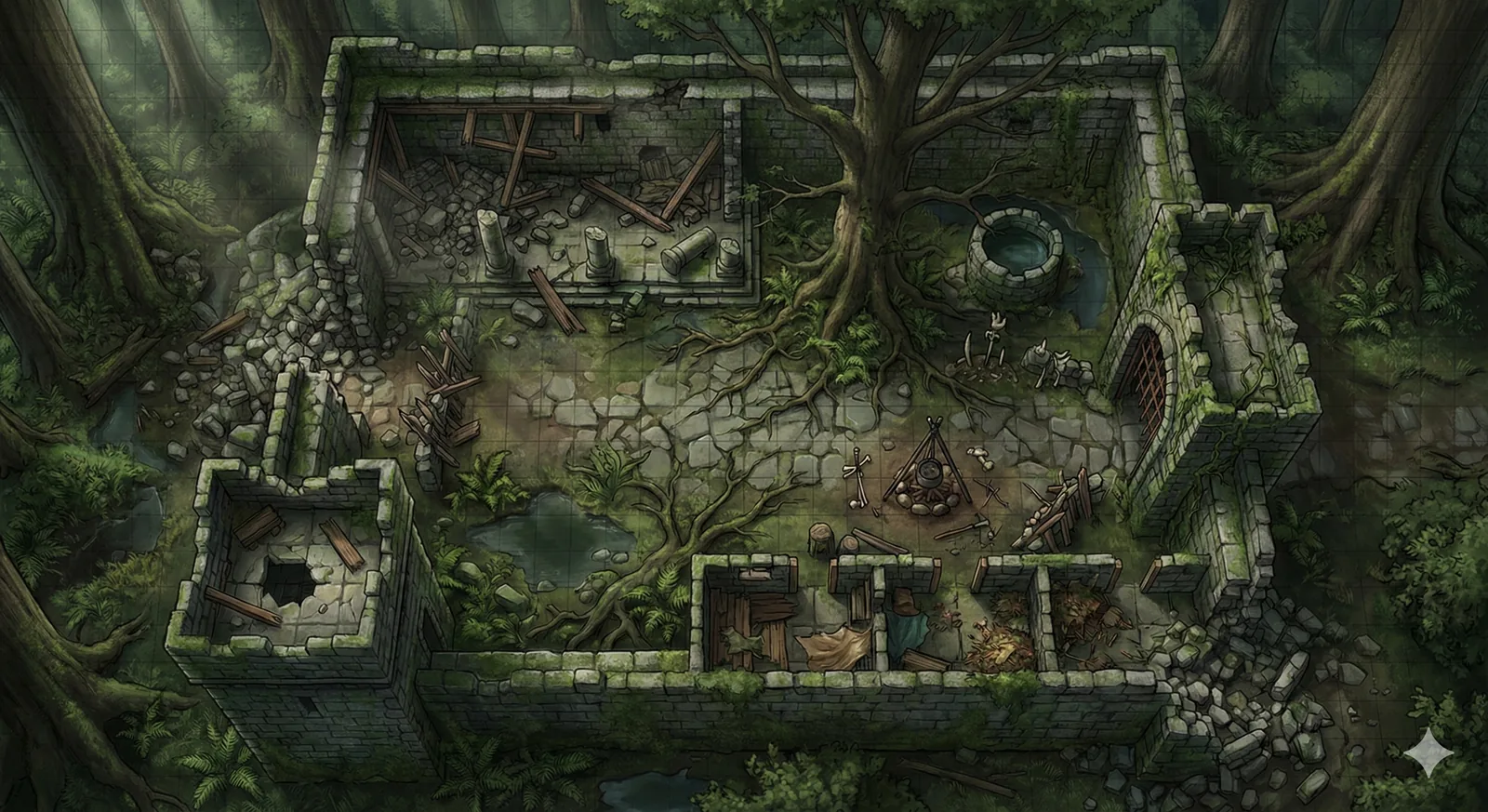 The courtyard of Harrow Keep.